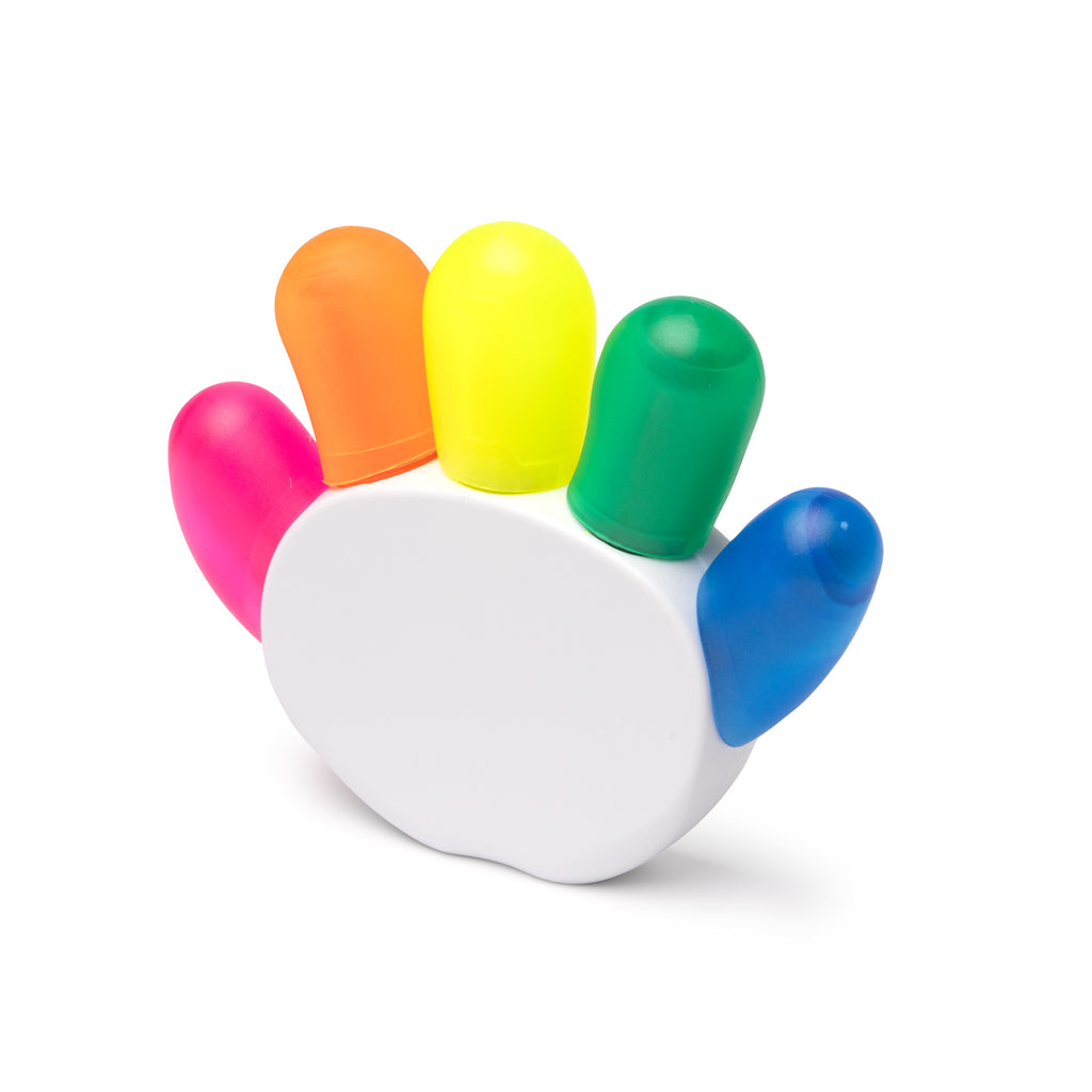Subrayador 5 colores con forma de mano