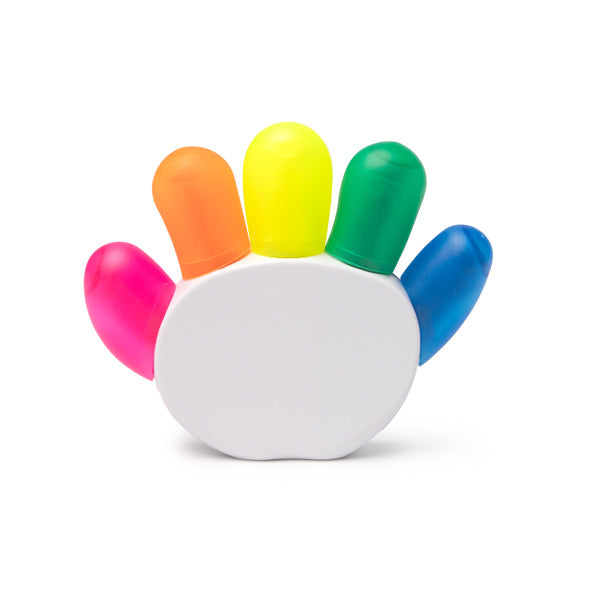 Subrayador 5 colores con forma de mano